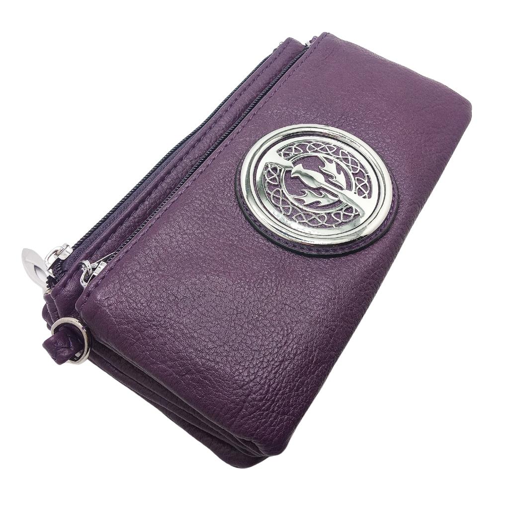 Scottish Thistle Tri Zip Pocket Bag- Purple