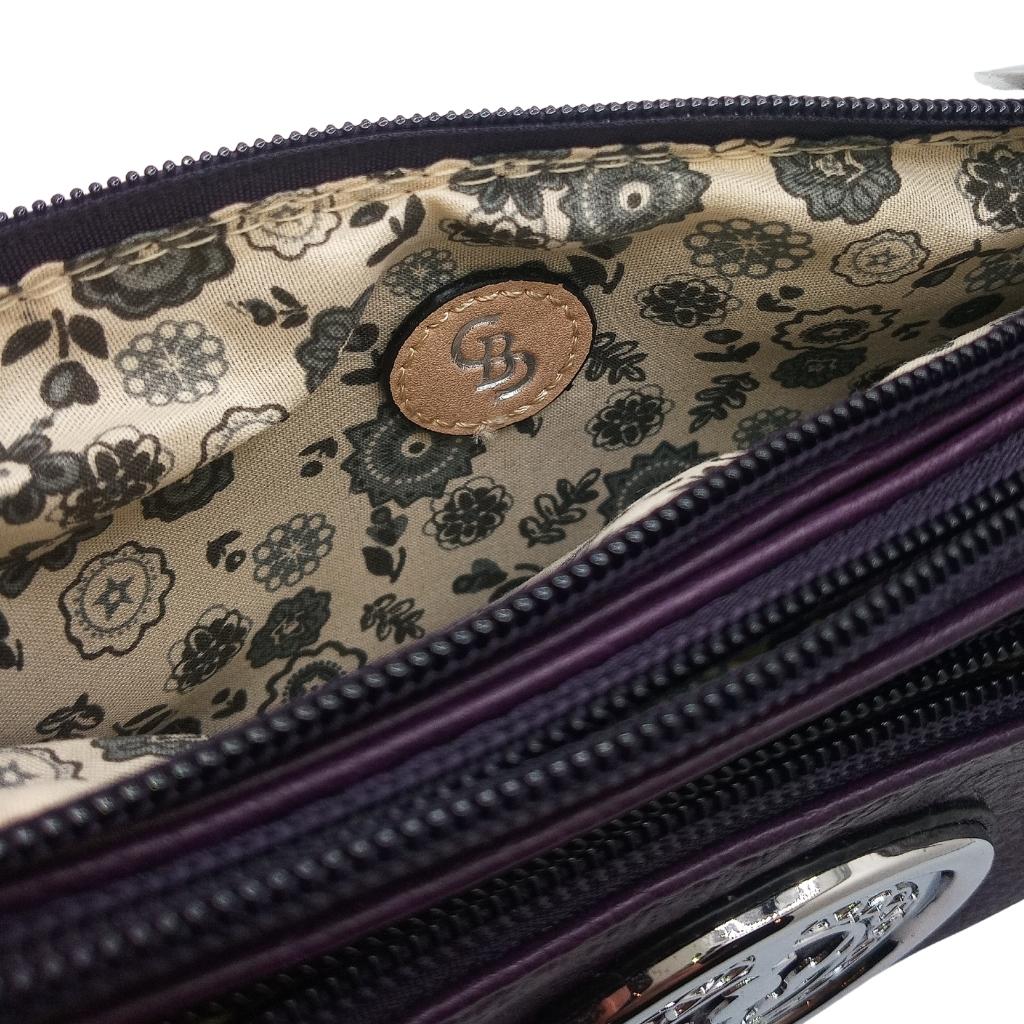 Scottish Thistle Tri Zip Pocket Bag- Purple