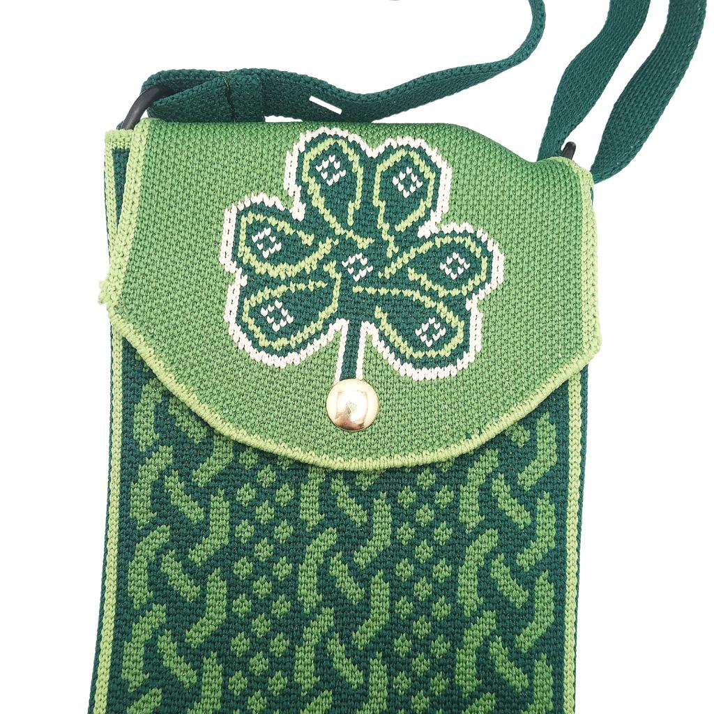 Shamrock Emblem Knit Crossbody Bag