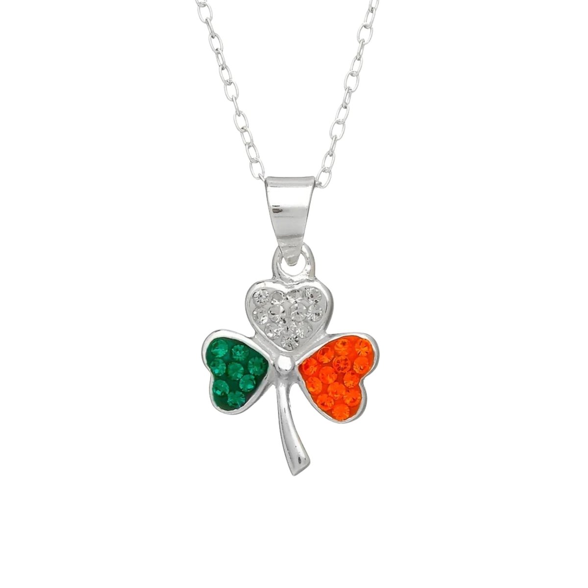 Shamrock Pendant with Tricolor Stones