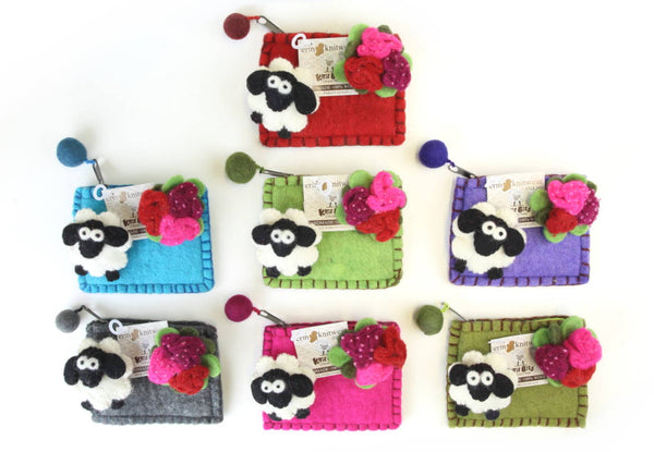Sheep and Flower Corsage Felted Purse (Assorted) - The Celtic Gift Store - Handbags