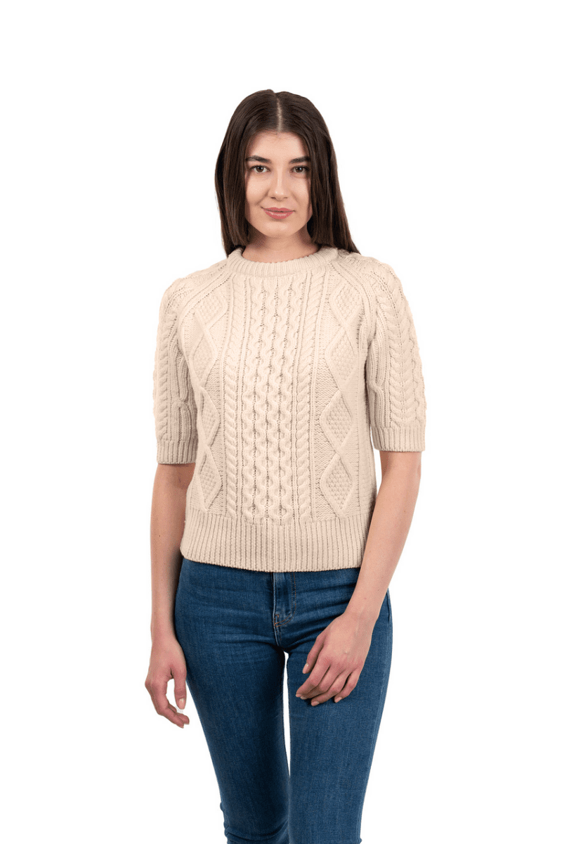 Short Sleeve Cable Sweater