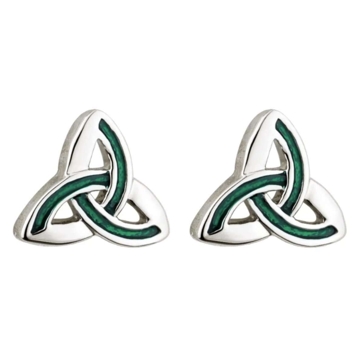 Silver and Green Trinity Knot Studs - The Celtic Gift Store - Jewelry - Earrings