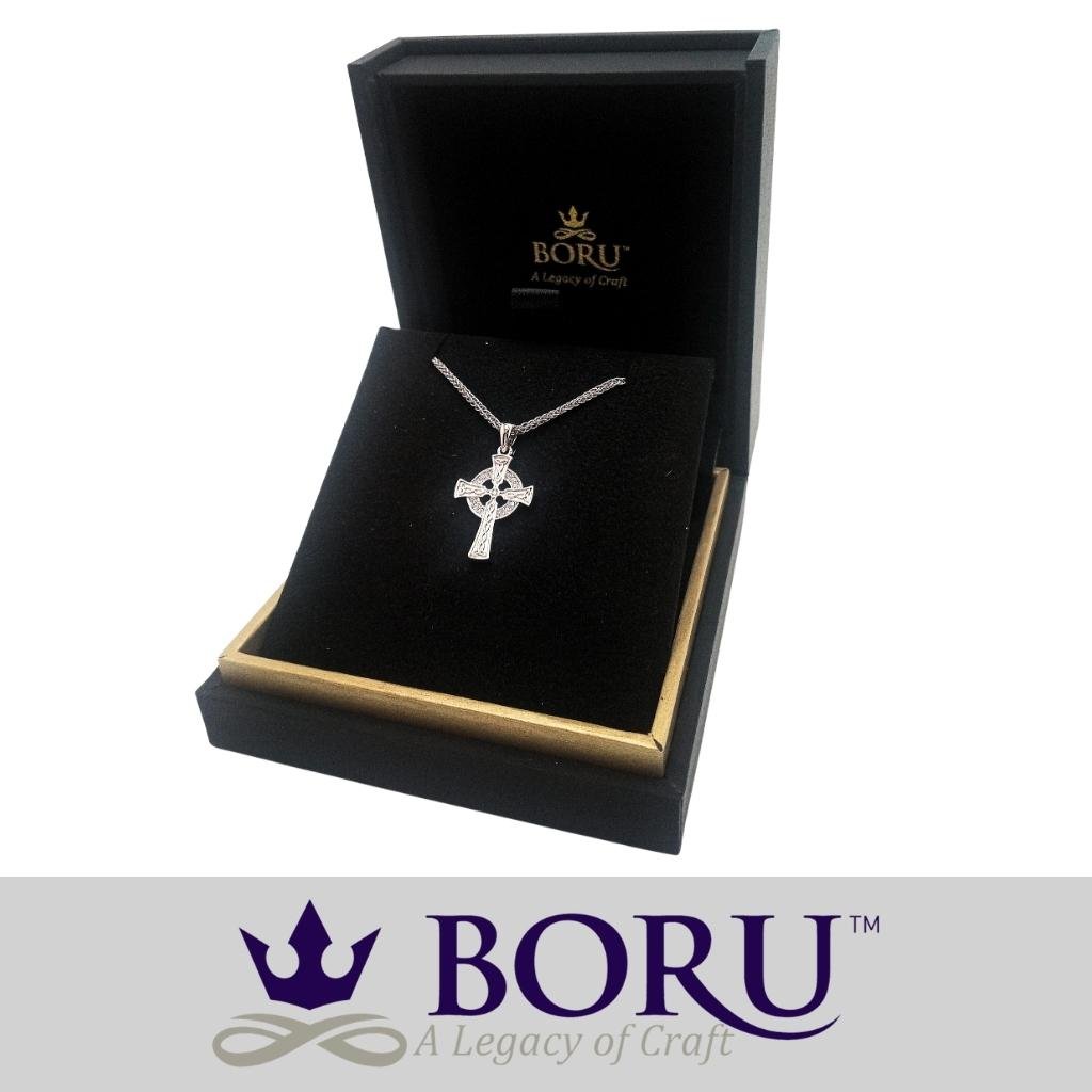 Silver Celtic Cross Necklace with CZ- Small