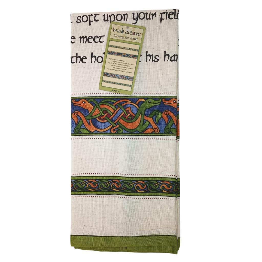 Single Irish Weave Tea Towel with Irish Blessing by Tara - Decor