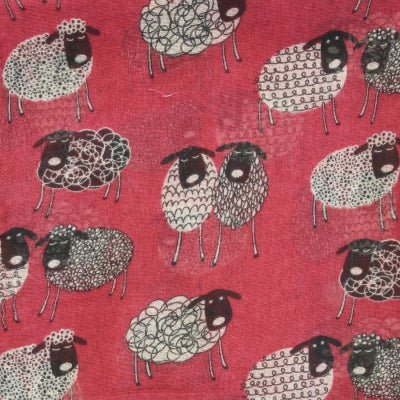 Sketched Sheep Scarf - Red - The Celtic Gift Store - Scarves & Shawls