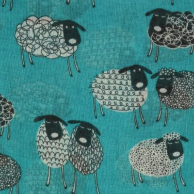 Sketched Sheep Scarf - Teal - The Celtic Gift Store - Scarves & Shawls