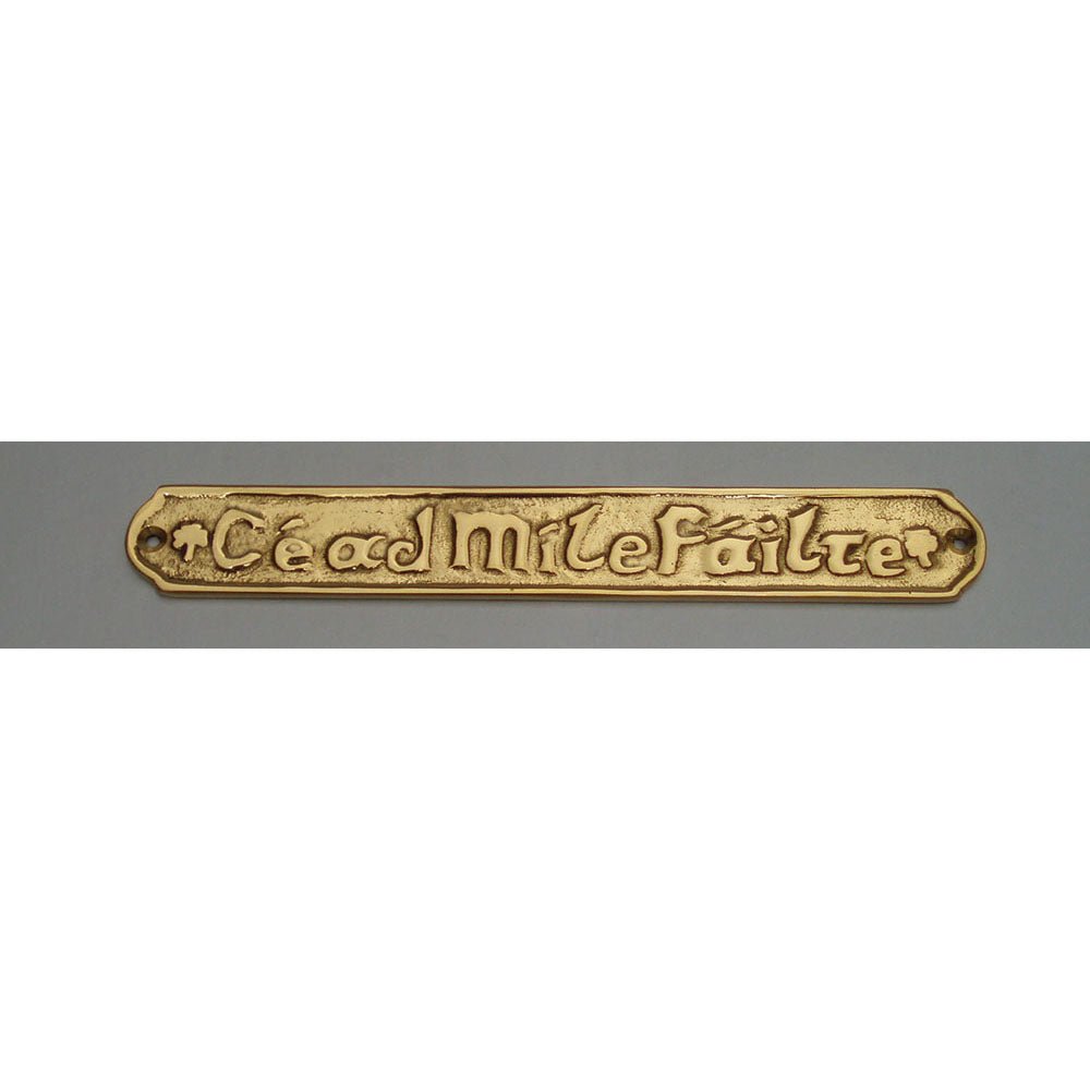 Small Brass Céad Míle Fáilte Door Plate - The Celtic Gift Store - Decor