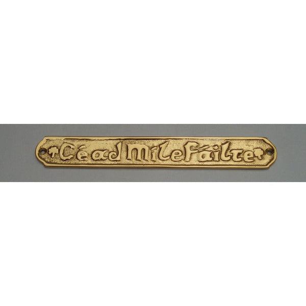 Small Brass Céad Míle Fáilte Door Plate - The Celtic Gift Store - Decor