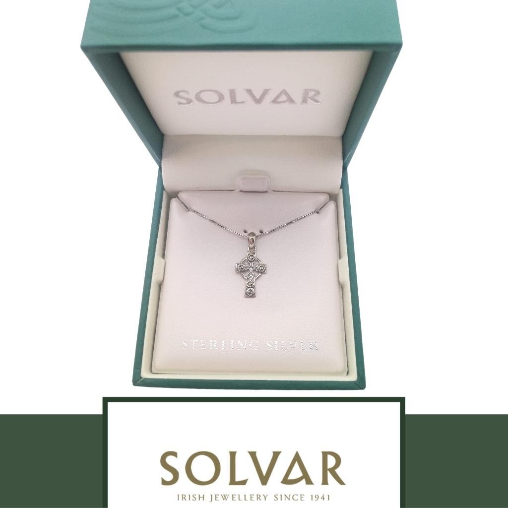 Small Marcasite and Sterling Silver Celtic Cross Necklace