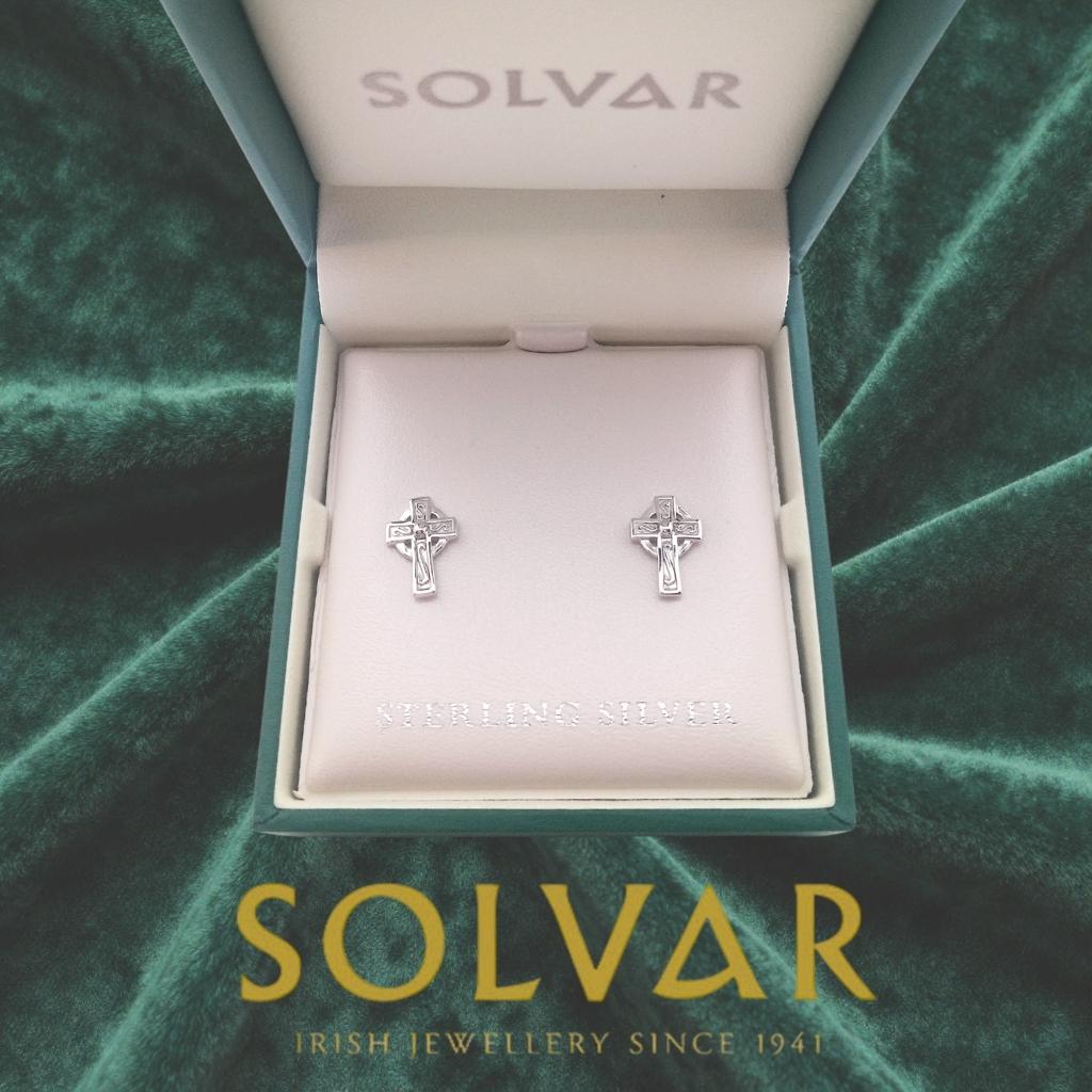 Small Sterling Silver Celtic Cross Stud Earrings