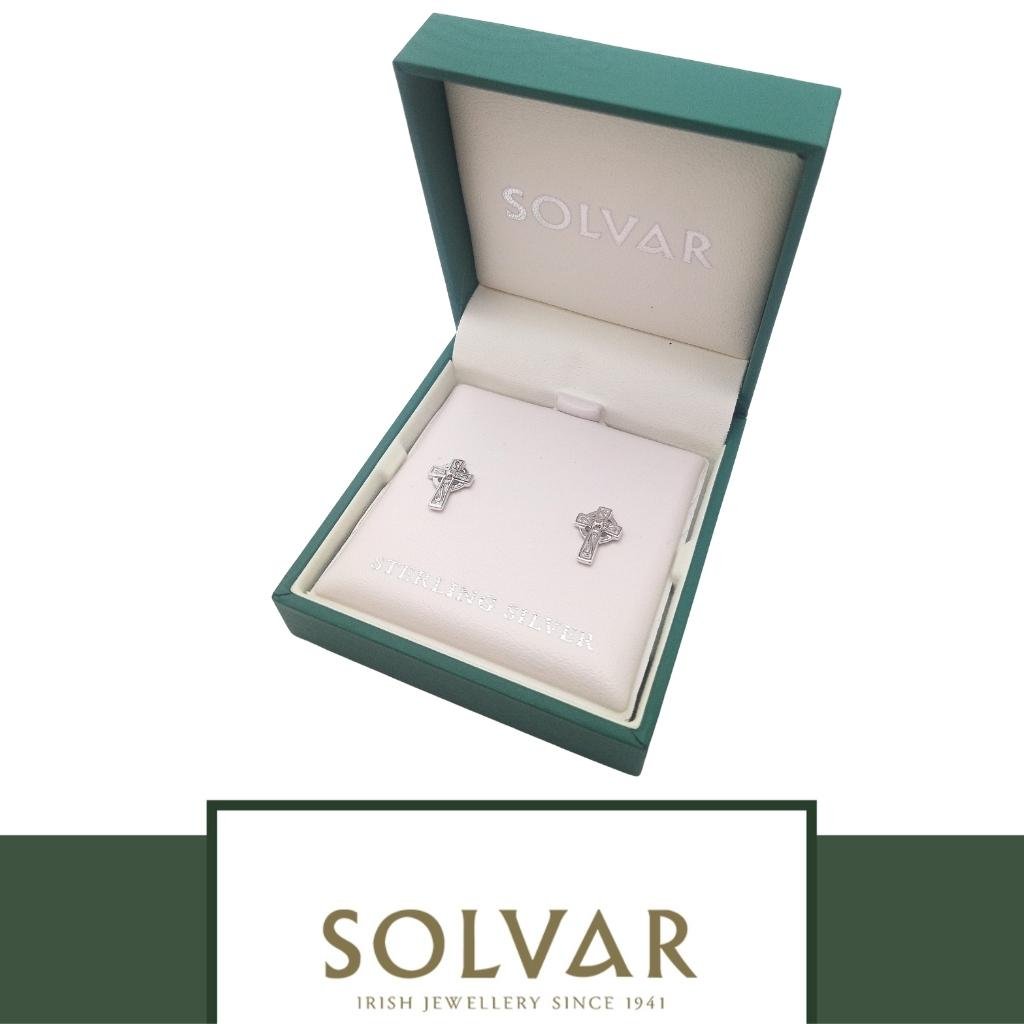 Small Sterling Silver Celtic Cross Stud Earrings