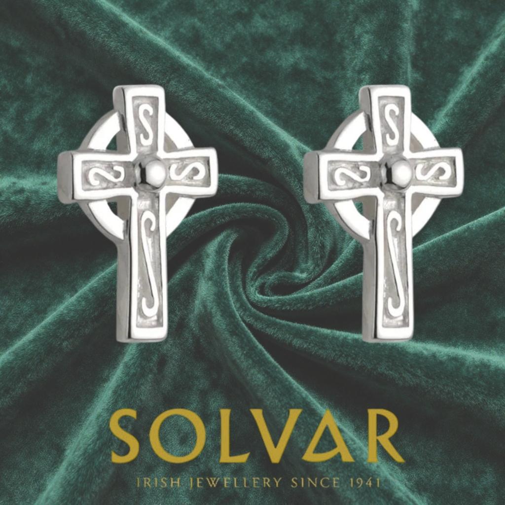 Small Sterling Silver Celtic Cross Stud Earrings