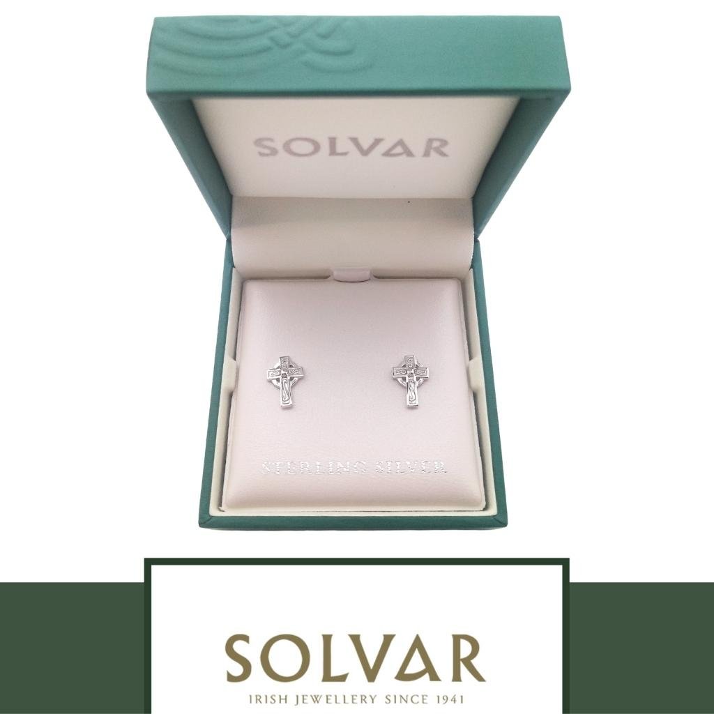 Small Sterling Silver Celtic Cross Stud Earrings