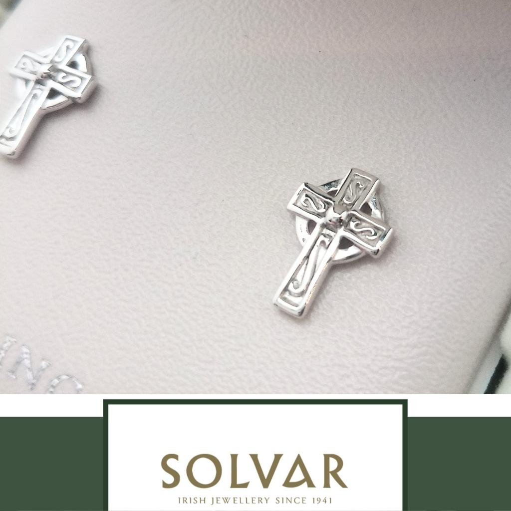 Small Sterling Silver Celtic Cross Stud Earrings