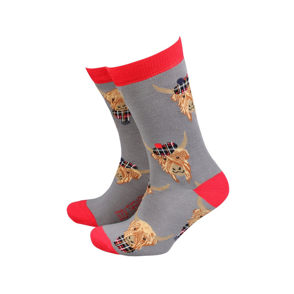 Sock Therapy Tartan Highland Cow Men's Socks - The Celtic Gift Store - Socks