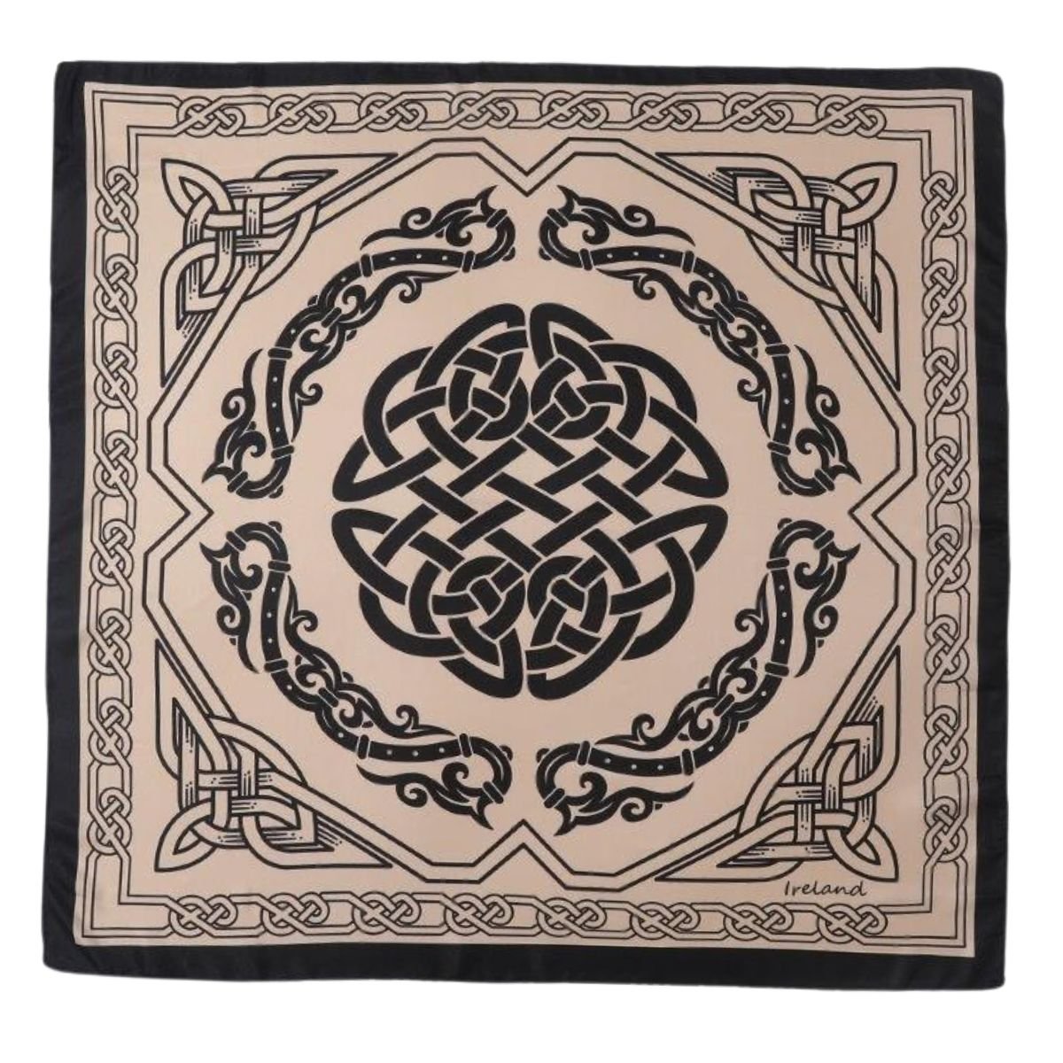 Square Celtic Knot Scarf - Black/Cream