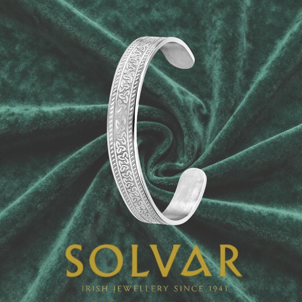 Stainless Steel Engraved Trinity Knot Celtic Cuff Bangle