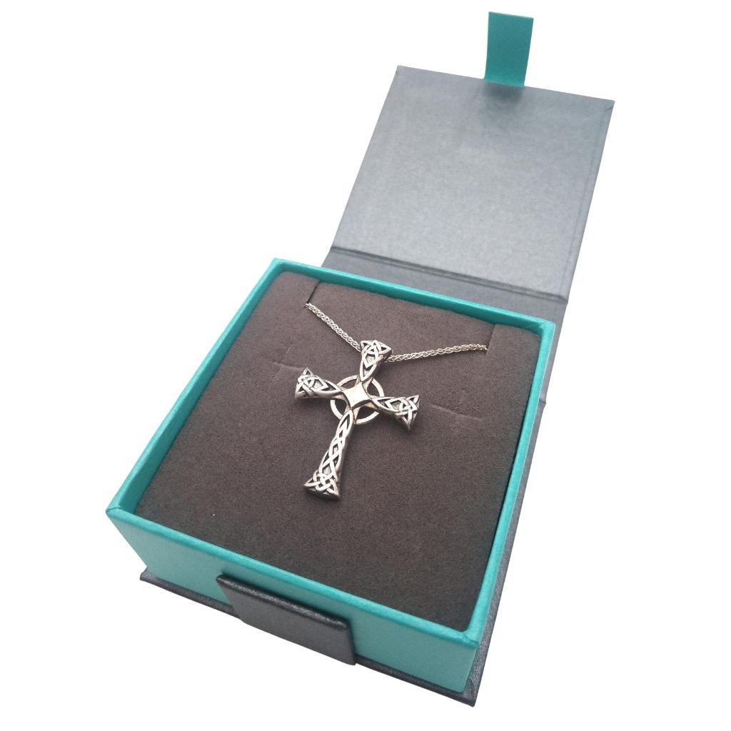 Sterling Silver and 10k Gold Celtic Cross Necklace- Small
