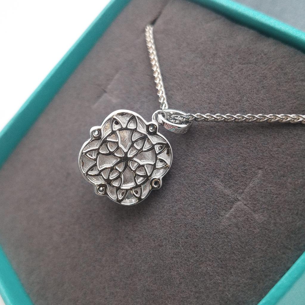 Sterling Silver and 10k Gold Celtic Knot Peacock Pearl Necklace