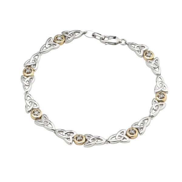 Sterling Silver and 10K Gold Trinity Knot Bracelet - The Celtic Gift Store - bracelets
