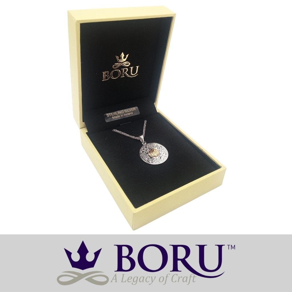 Sterling Silver and 18k Gold Celtic Shield Necklace- Medium