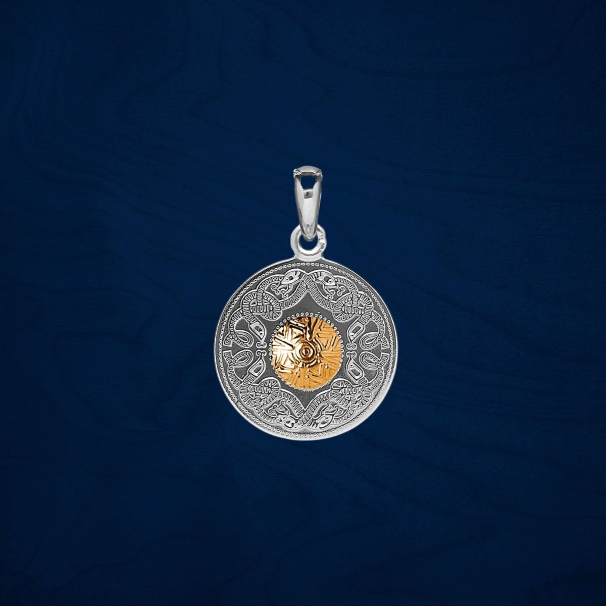 Sterling Silver and 18k Gold Celtic Shield Necklace - Medium - The Celtic Gift Store - Necklaces