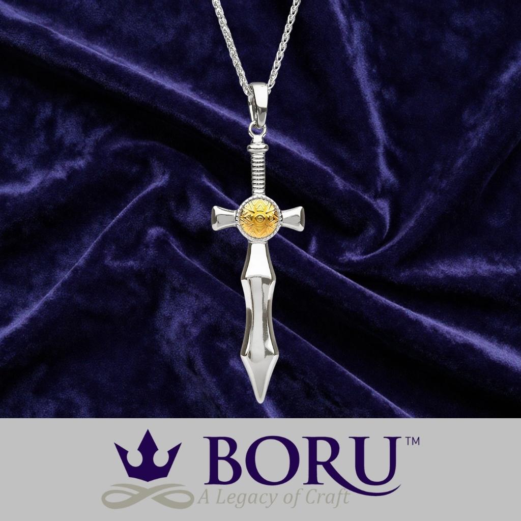 Sterling Silver and 18k Gold Nuada Sword Necklace- Small
