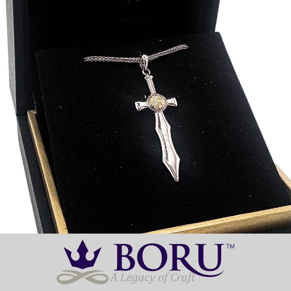 Sterling Silver and 18k Gold Nuada Sword Necklace- Small