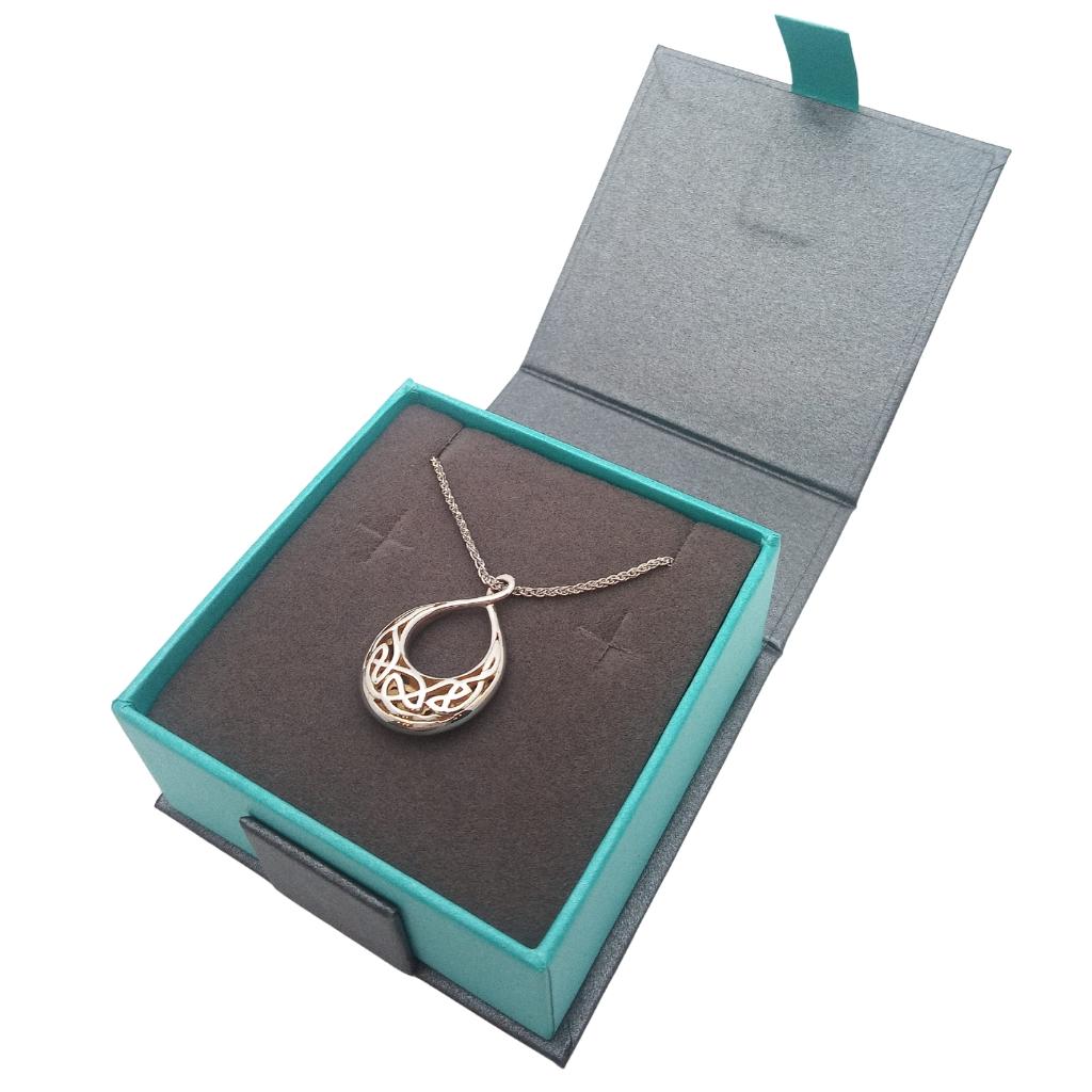 Sterling Silver and 22k Gold Celtic Teardrop Window Necklace