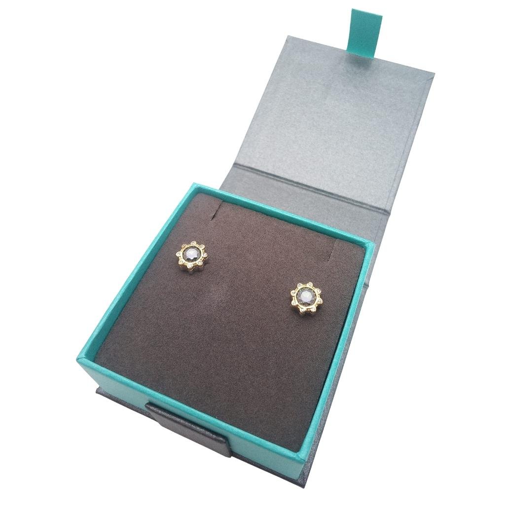 Sterling Silver and 23k Gold Celestial Earrings with Blue Moissanite