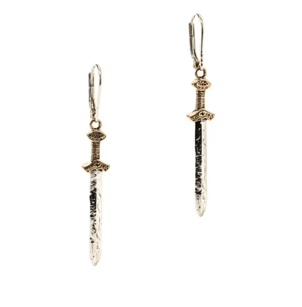 Sterling Silver and Bronze Viking Sword Earrings - The Celtic Gift Store - Earrings