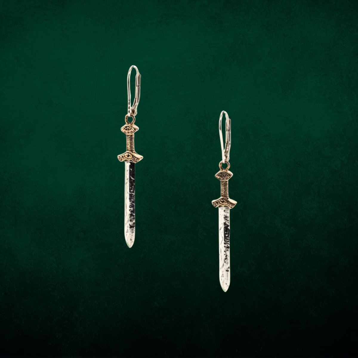 Sterling Silver and Bronze Viking Sword Earrings - The Celtic Gift Store - Earrings