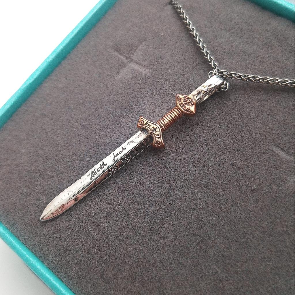 Sterling Silver and Bronze Viking Sword Necklace- Small