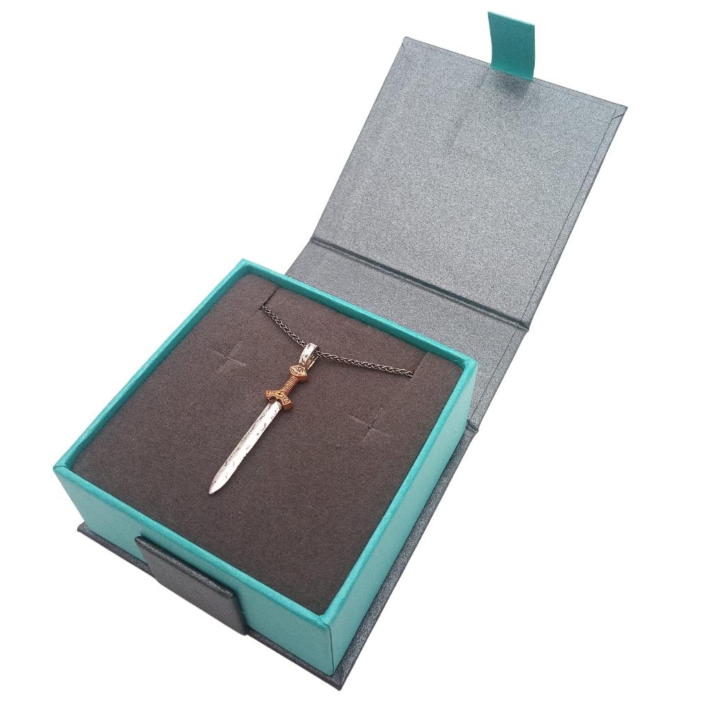 Sterling Silver and Bronze Viking Sword Necklace- Small