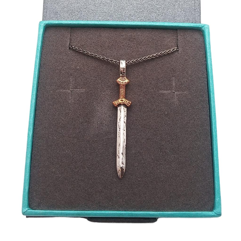 Sterling Silver and Bronze Viking Sword Necklace- Small