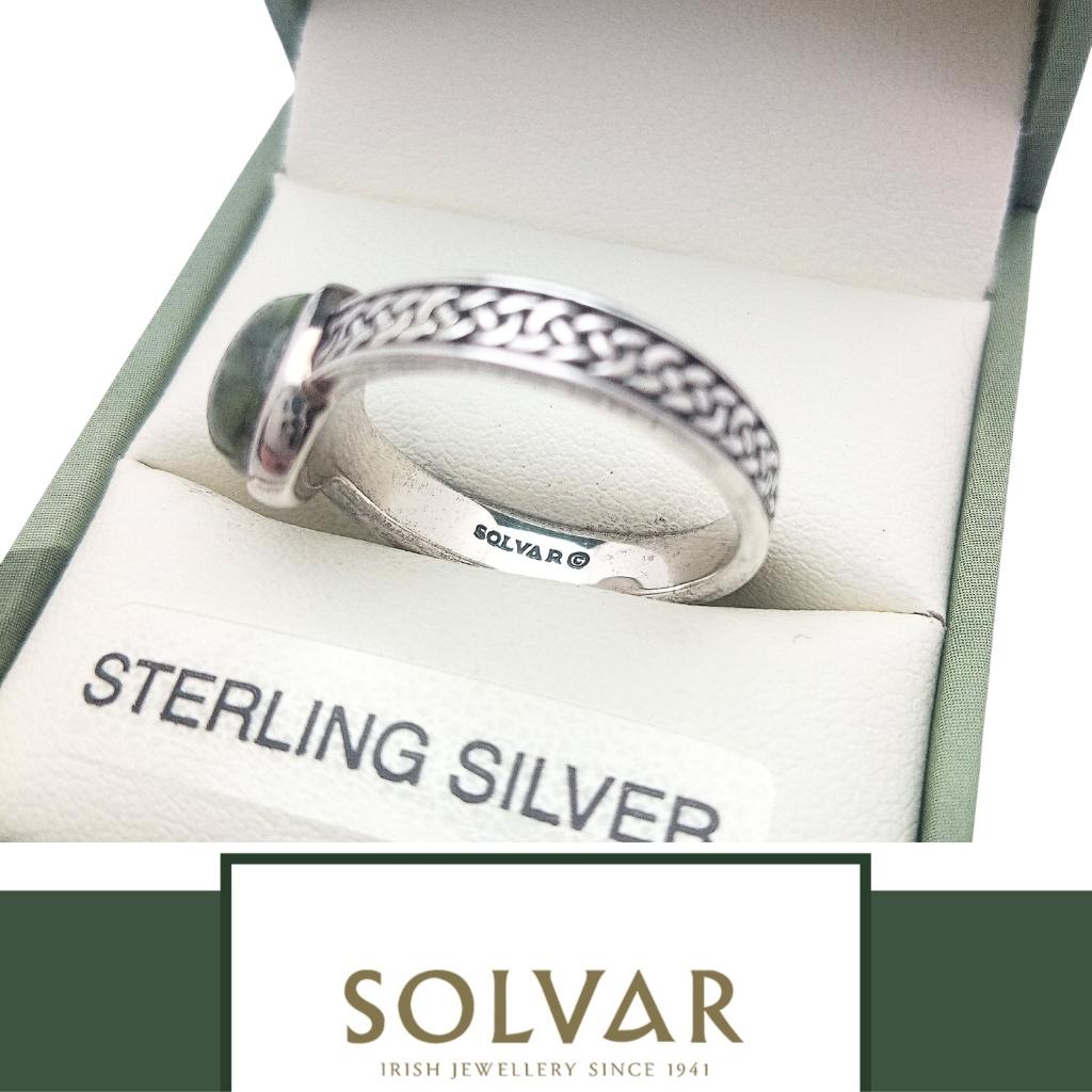 Sterling Silver and Connemara Marble Celtic Knot Ring