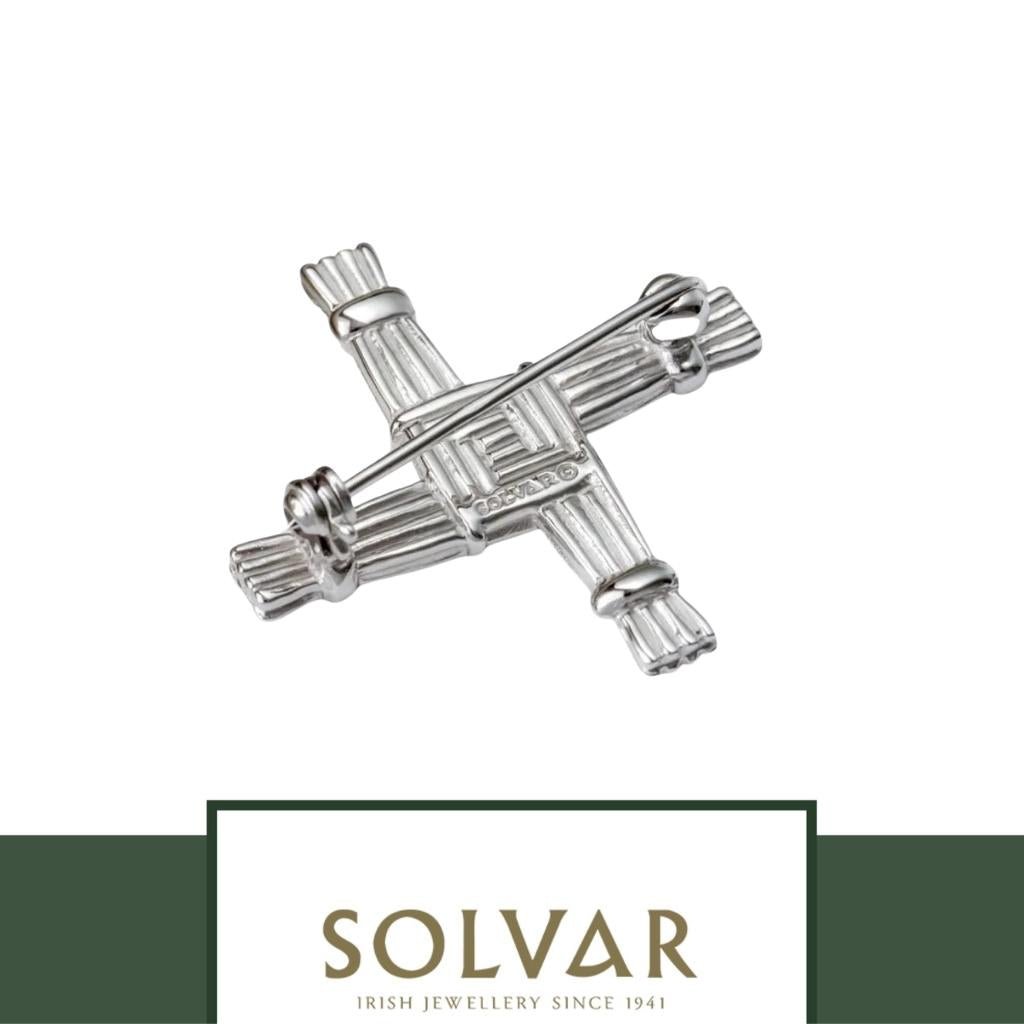 Sterling Silver and Connemara Marble St. Brigid's Cross Brooch