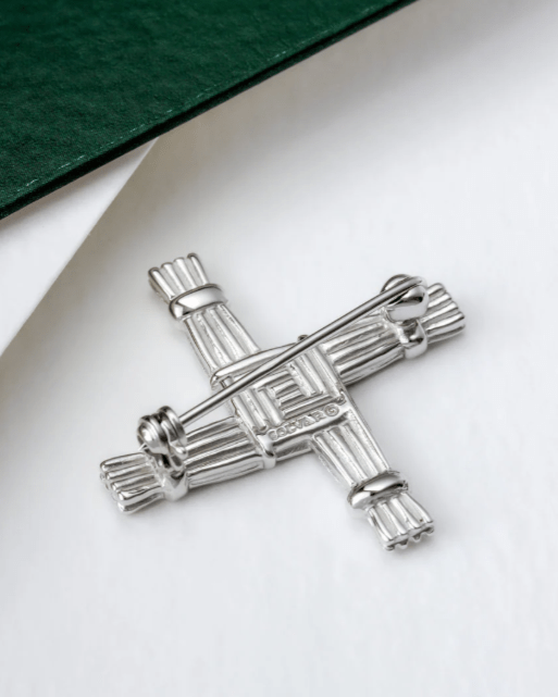 Sterling Silver and Connemara Marble St. Brigid's Cross Brooch - The Celtic Gift Store - Jewelry