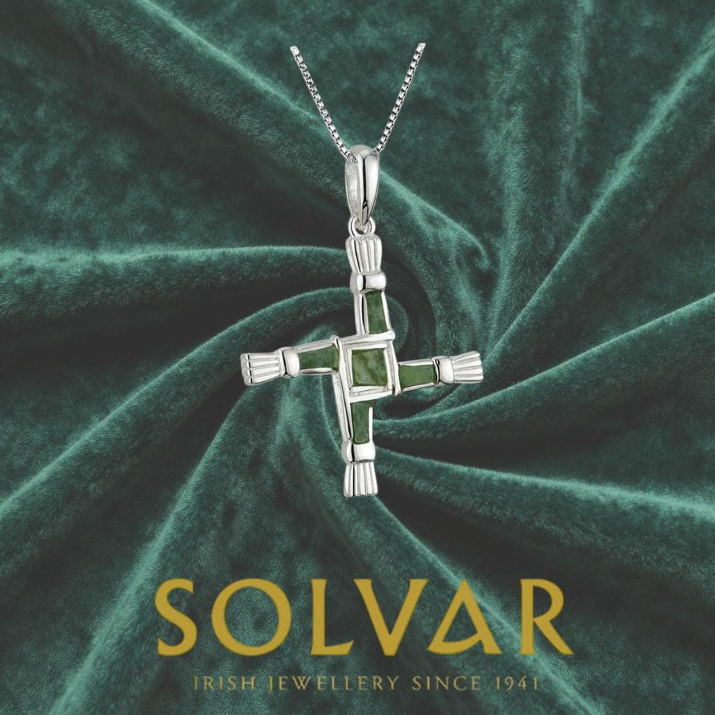 Sterling Silver and Connemara Marble St. Brigid's Cross Necklace