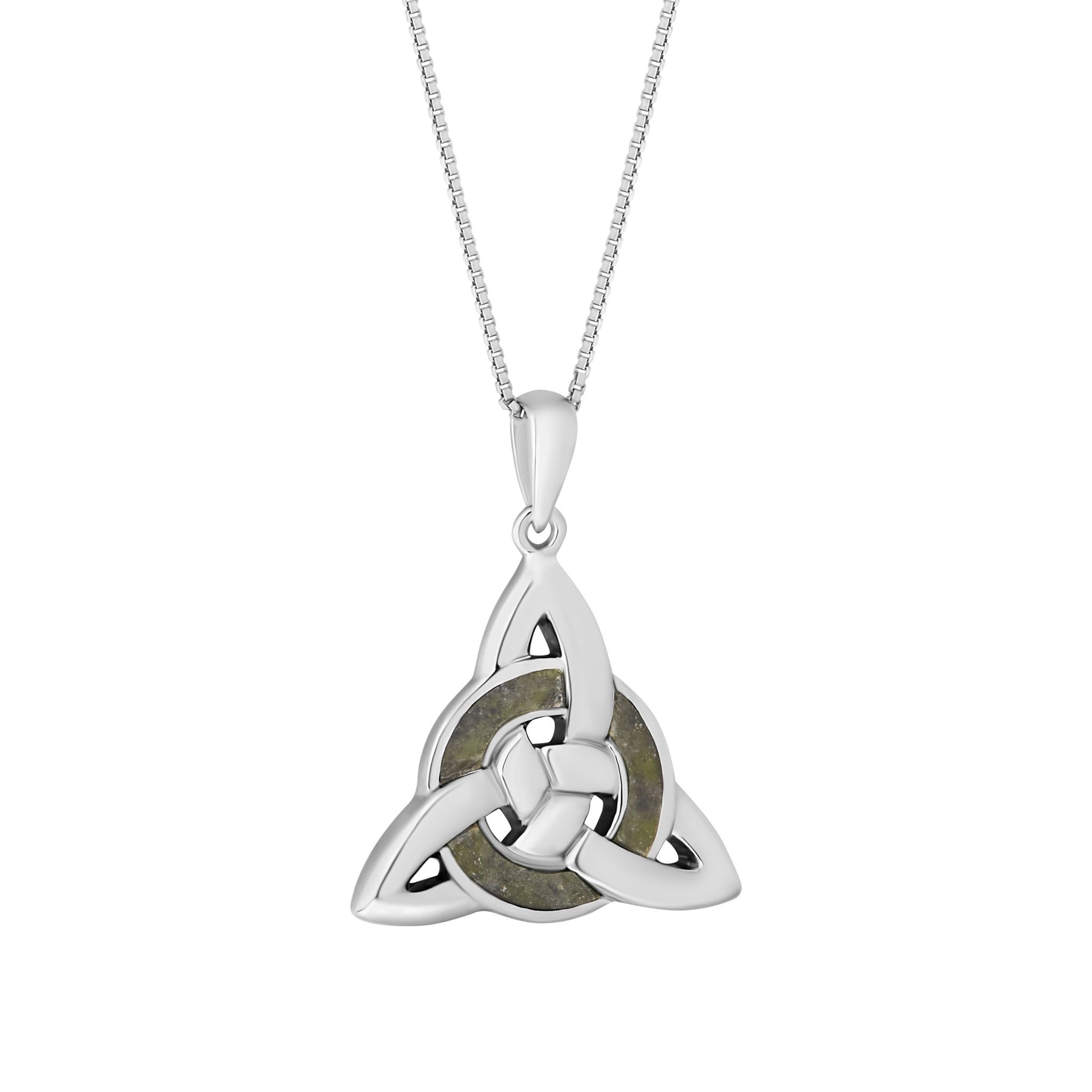 Sterling Silver and Connemara Marble Trinity Knot Eternity Necklace - The Celtic Gift Store - Necklaces