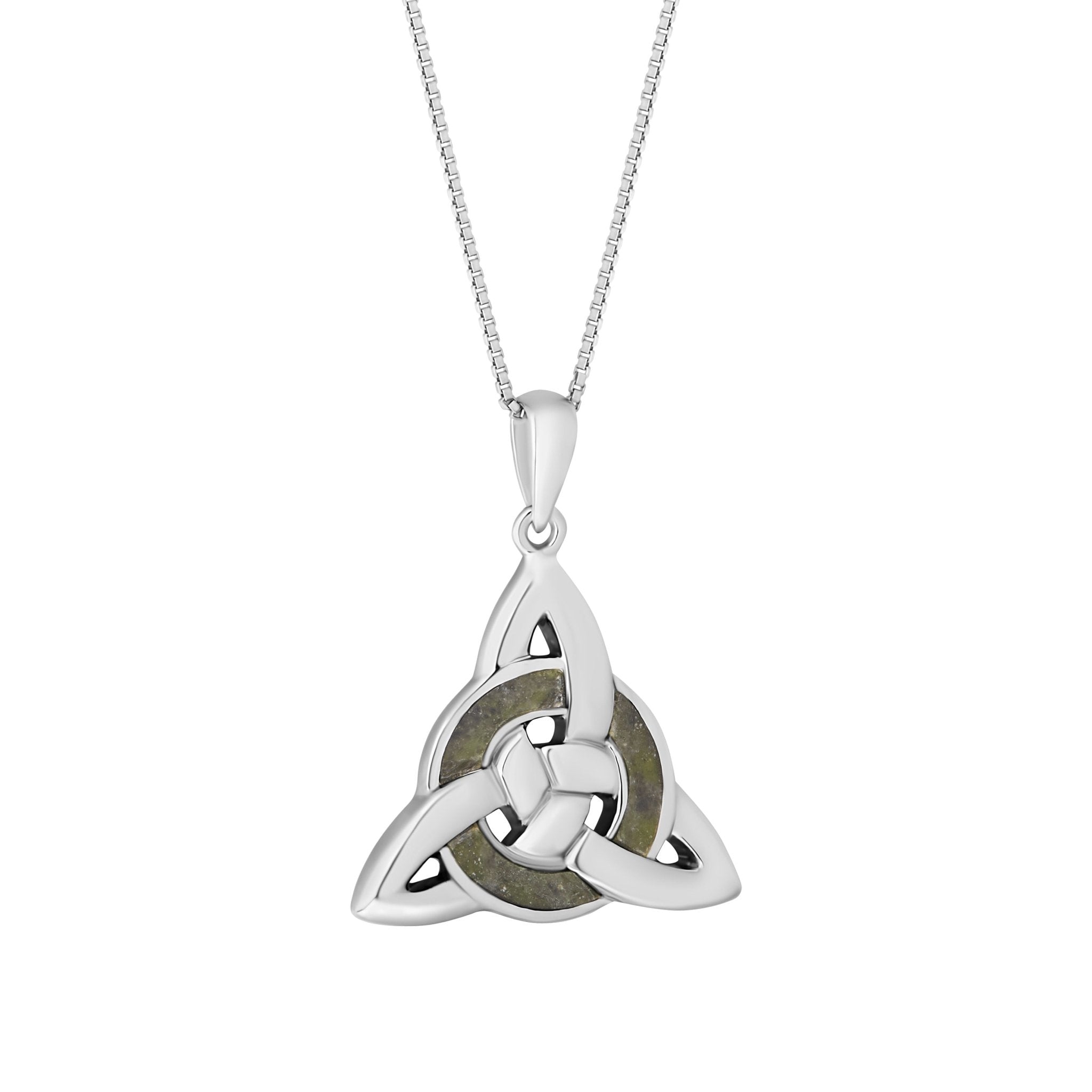 Sterling Silver and Connemara Marble Trinity Knot Eternity Necklace - The Celtic Gift Store - Necklaces