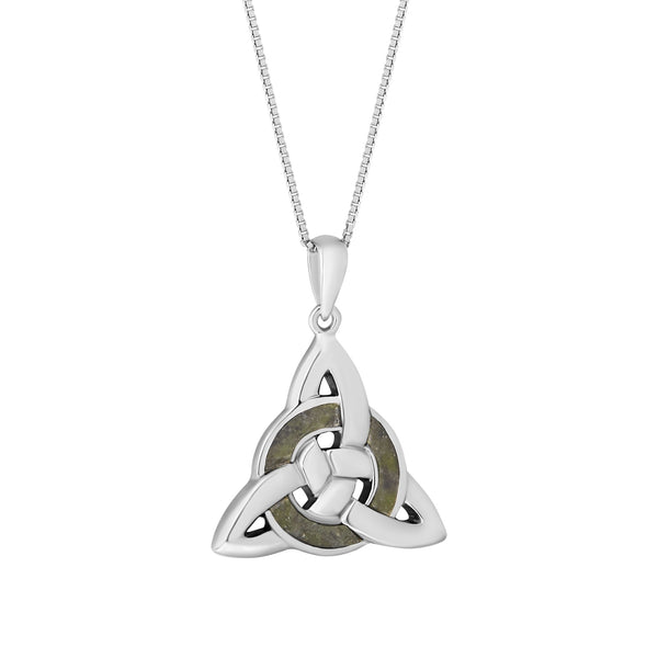 Sterling Silver and Connemara Marble Trinity Knot Eternity Necklace - The Celtic Gift Store - Necklaces