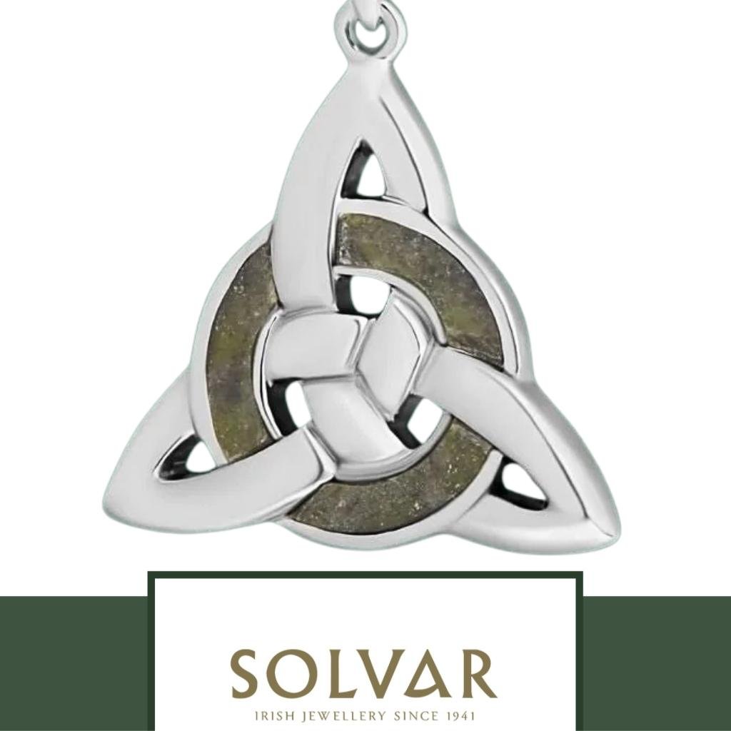 Sterling Silver and Connemara Marble Trinity Knot Eternity Necklace