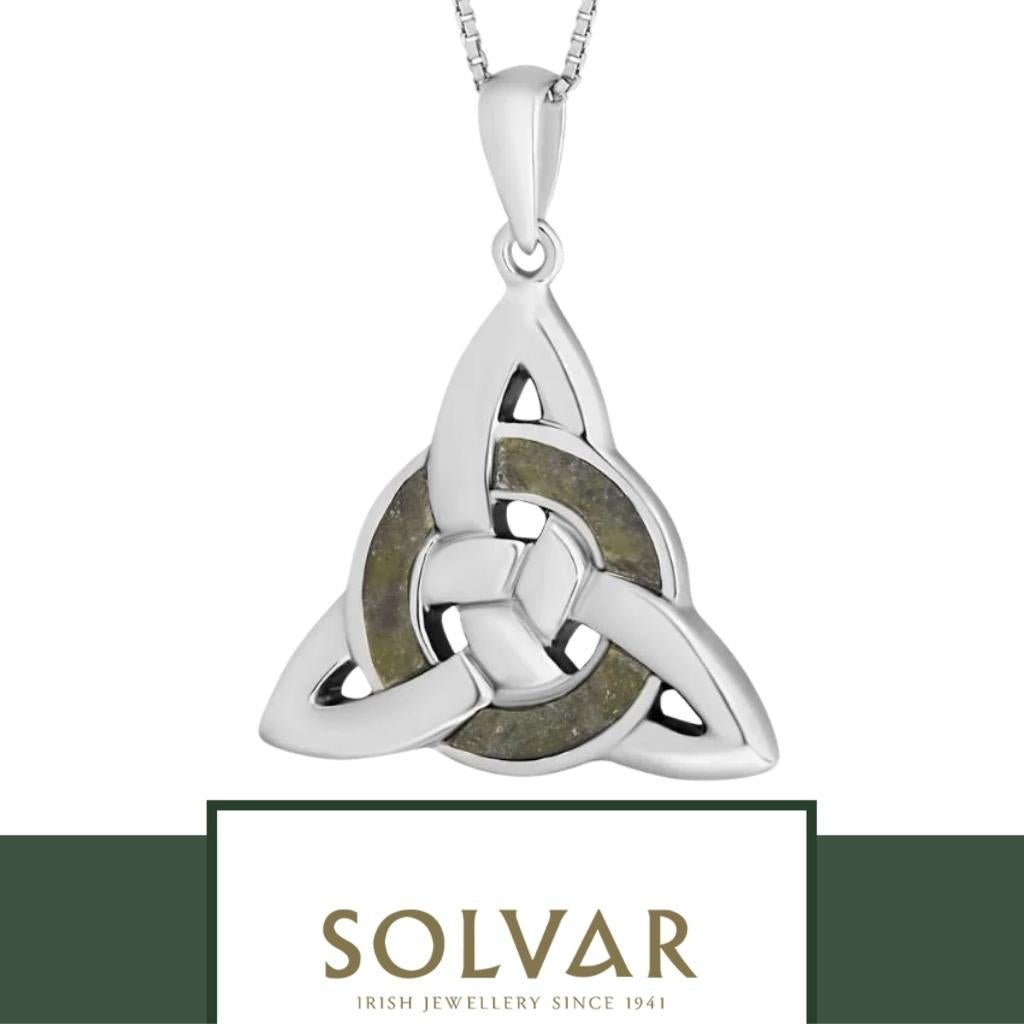 Sterling Silver and Connemara Marble Trinity Knot Eternity Necklace
