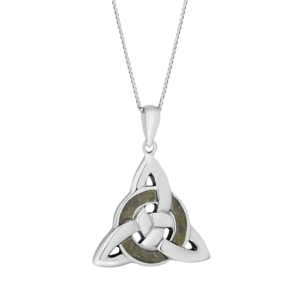 Sterling Silver and Connemara Marble Trinity Knot Eternity Necklace