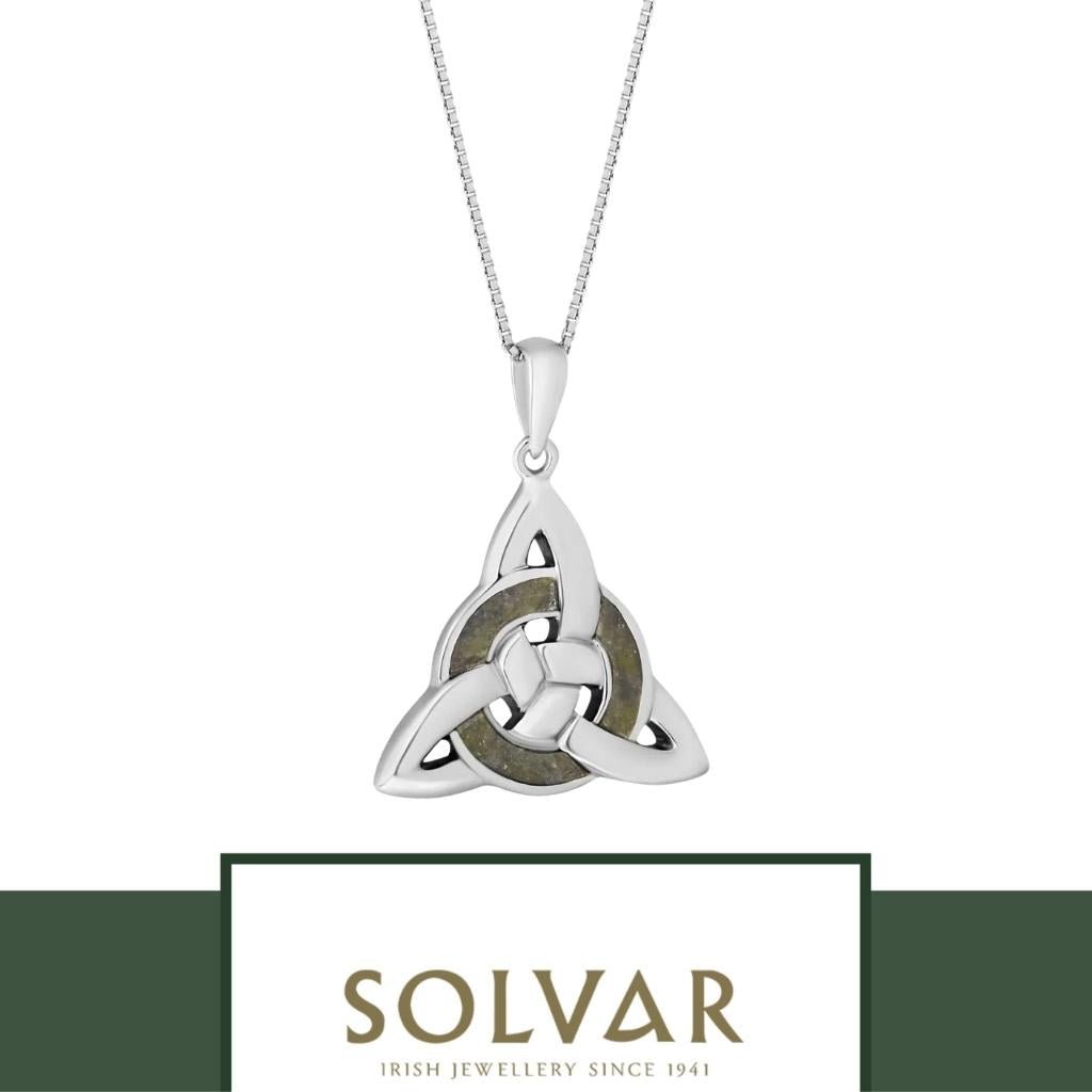 Sterling Silver and Connemara Marble Trinity Knot Eternity Necklace