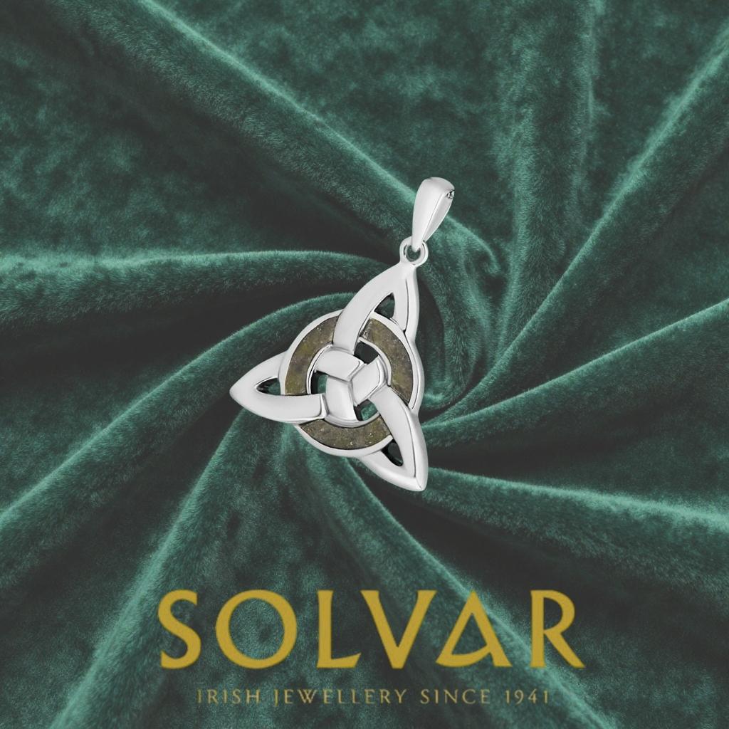 Sterling Silver and Connemara Marble Trinity Knot Eternity Necklace