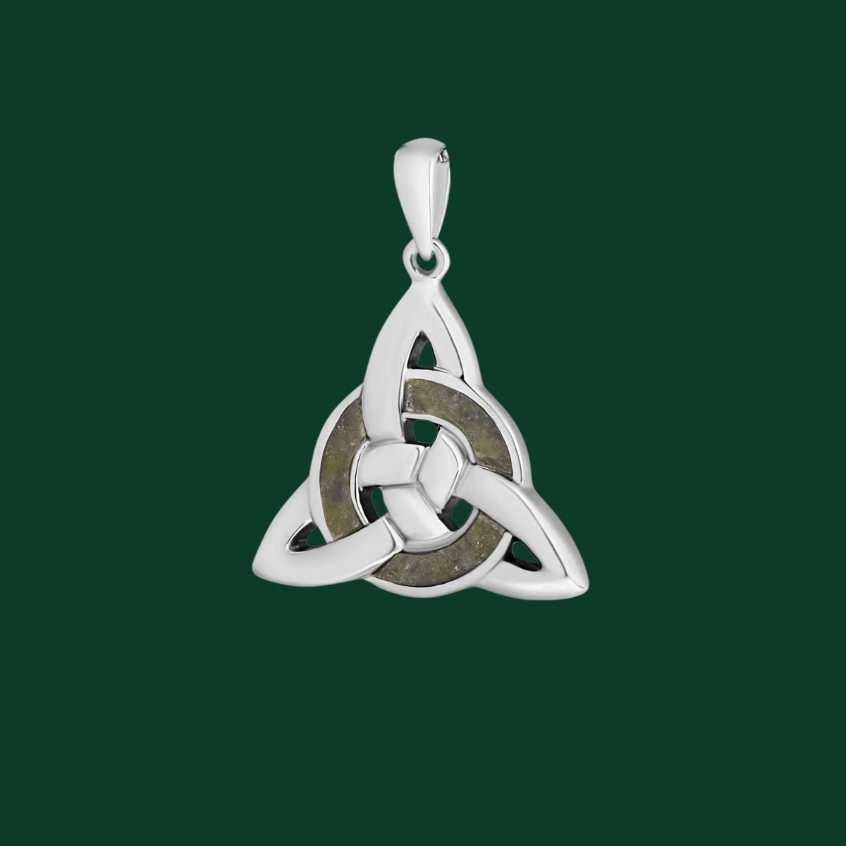 Sterling Silver and Connemara Marble Trinity Knot Eternity Necklace