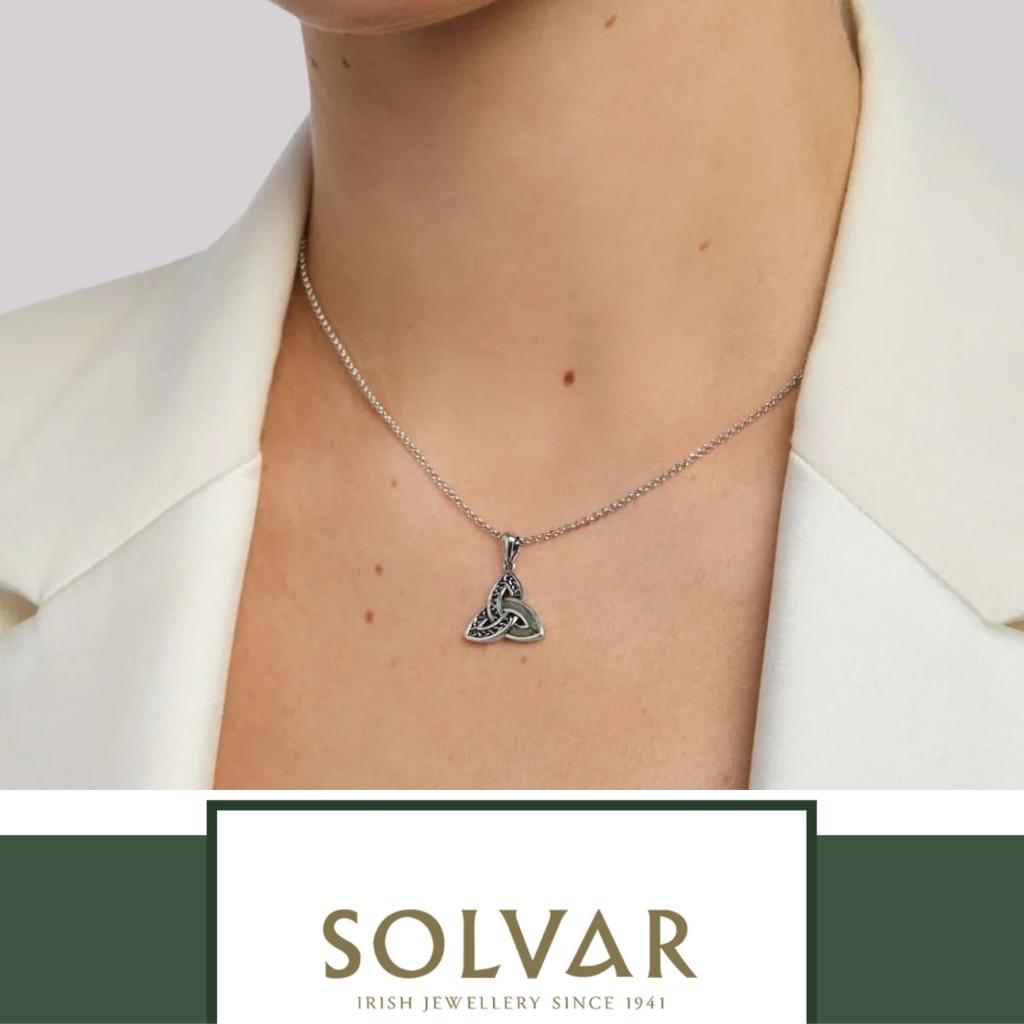 Sterling Silver and Connemara Marble Trinity Knot Necklace